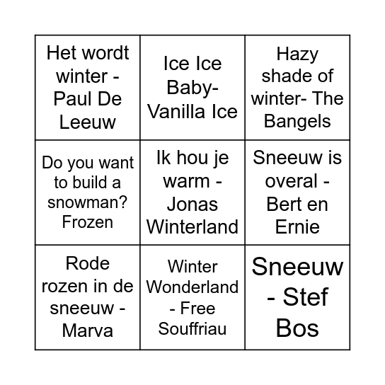 WINTER SWINGO Bingo Card