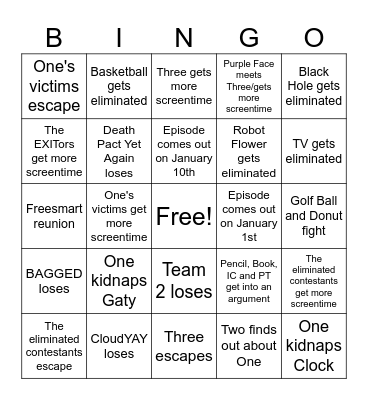 TPOT 15 bingo Card