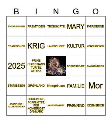 Nytårstale Bingo 2024 Bingo Card