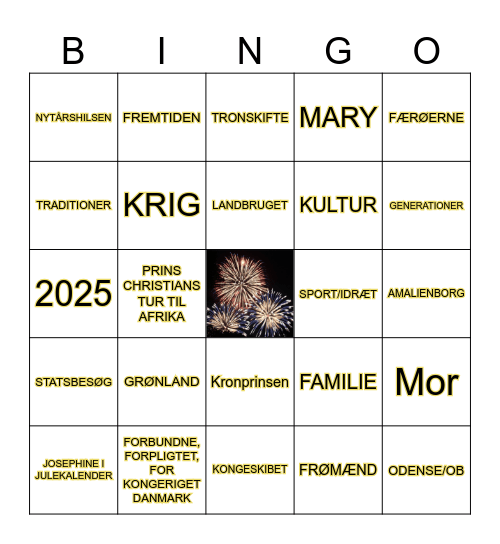 Nytårstale Bingo 2024 Bingo Card
