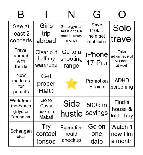 2025 Bingo Card