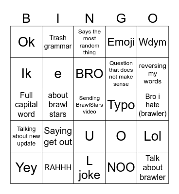 bentley Bingo Card