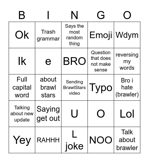 bentley Bingo Card
