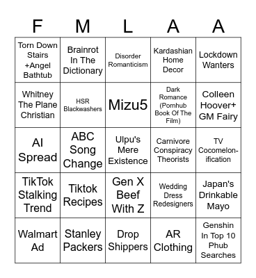 2024 Internet Terrors Bingo Card