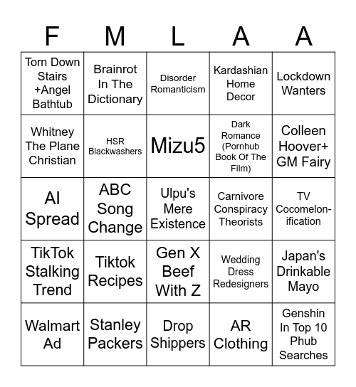 2024 Internet Terrors Bingo Card