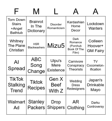 2024 Internet Terrors Bingo Card