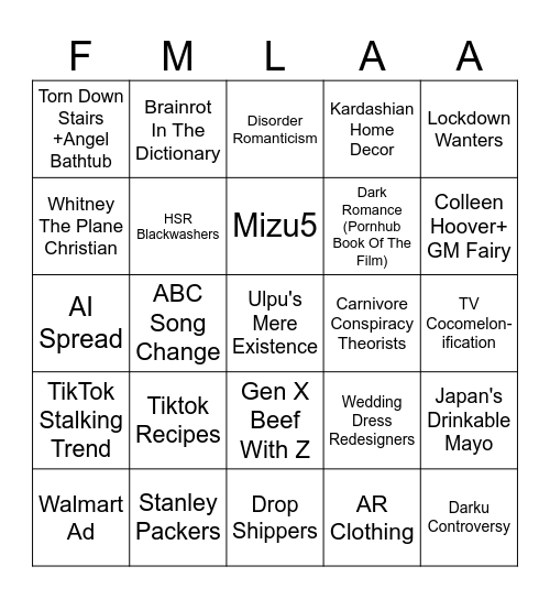 2024 Internet Terrors Bingo Card