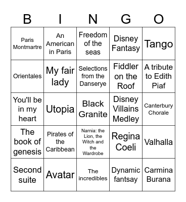 Harmonie Bingo Card