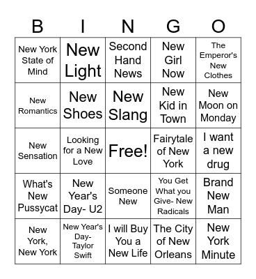 THE NEW YEAR Bingo Card