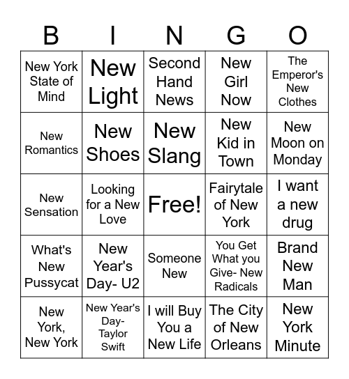 THE NEW YEAR Bingo Card