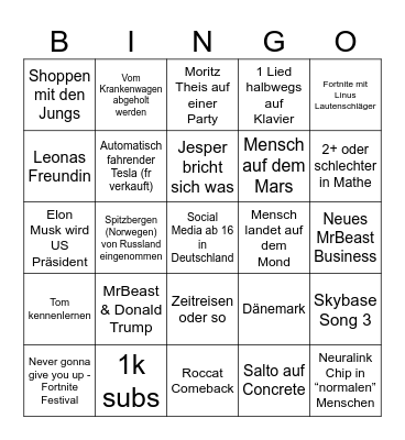 2025 Bingo Card
