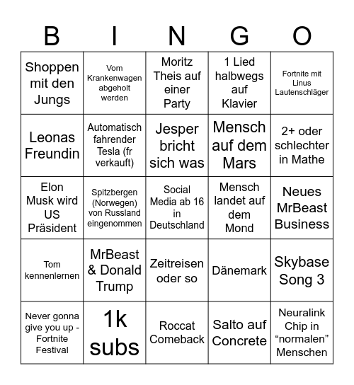 2025 Bingo Card