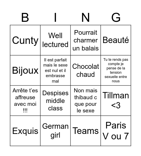 Ma kiki Bingo Card