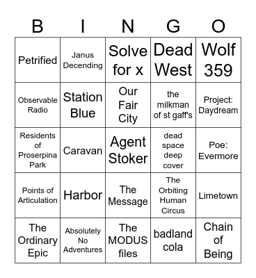 Audiodrama 2025 Bingo Card