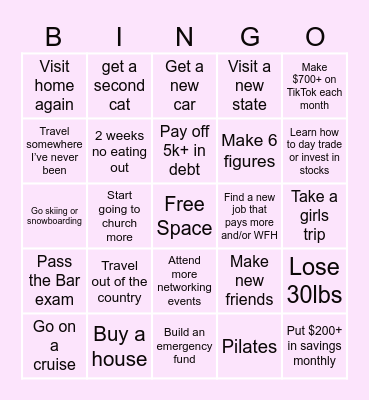 2025 vision board Bingo Card