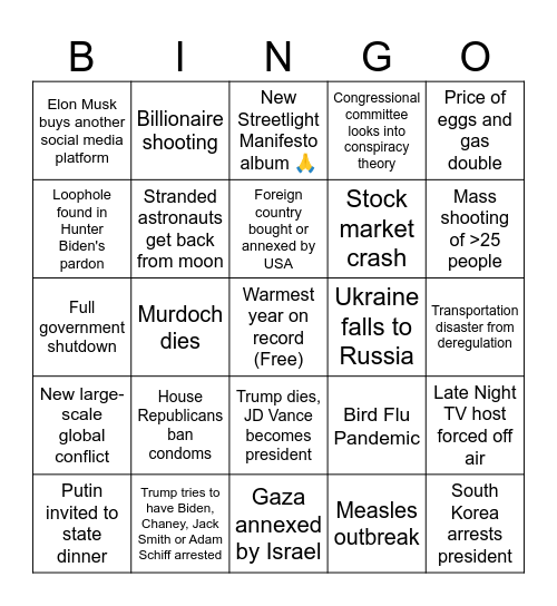 2025 Bingo Card