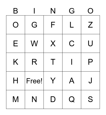 Alphabet Bingo Card