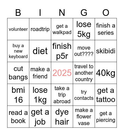 2025 Bingo Card