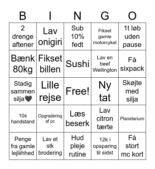 Kim’s nyt års bingo 1. Kvarter Bingo Card