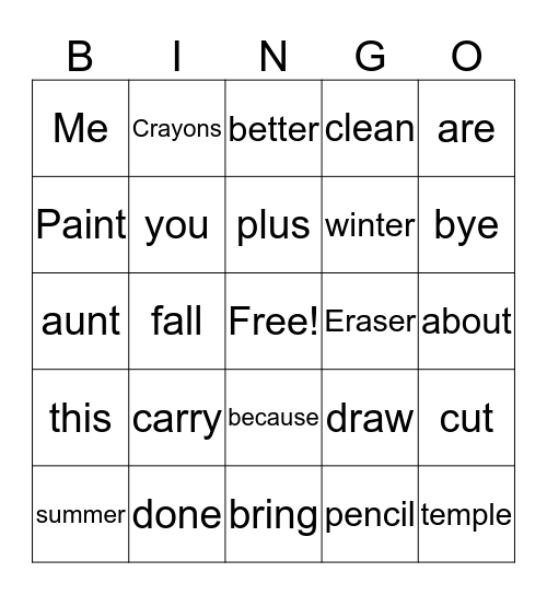 Untitled Bingo Card