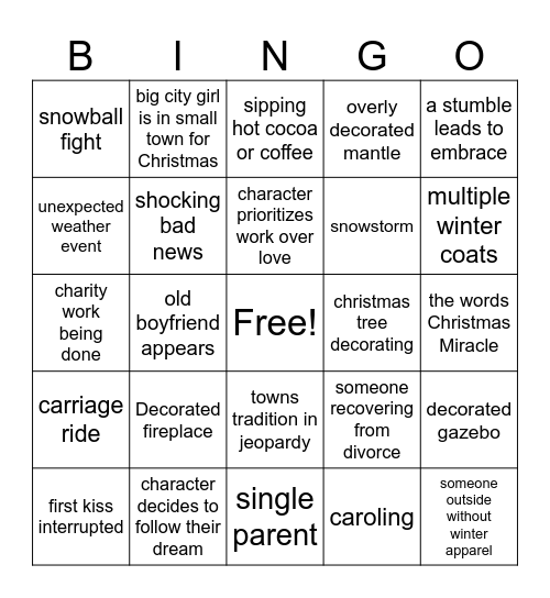 Hallmark Bingo Card