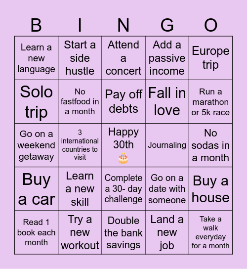 2025 Bingo Card Bingo Card