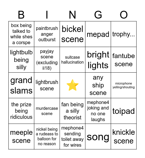 inanimate insanity season 2 bingo Card