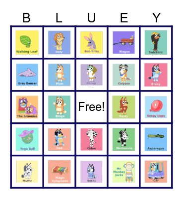 Bluey Bingo Card