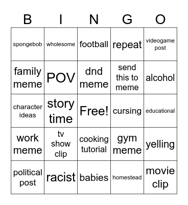 J Instagram Reels Bingo Card