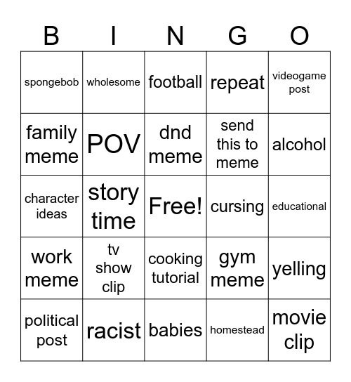 J Instagram Reels Bingo Card