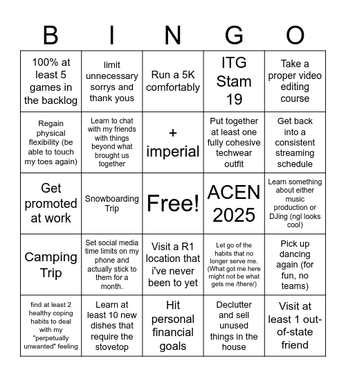 2025 Bingo Card