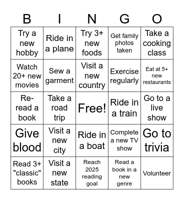 2025 Bingo Card