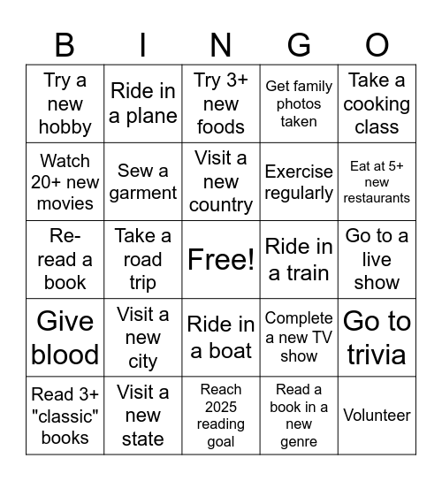 2025 Bingo Card