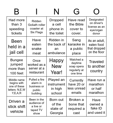 Yes, I've done that! Bingo Card