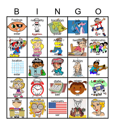 Ser vs Estar 2 Bingo Card