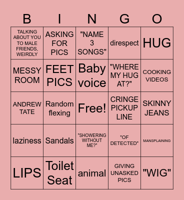 CRINGY MEN Bingo Card
