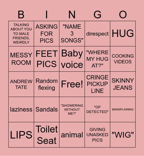 CRINGY MEN Bingo Card
