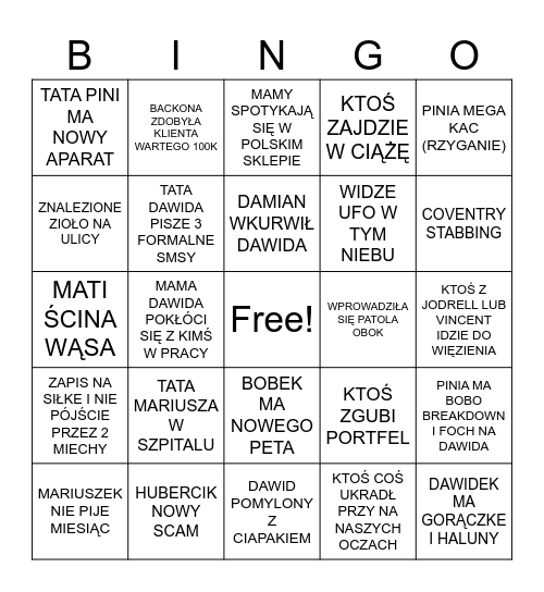 Dringo 2025 Bingo Card