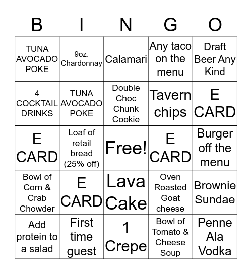 SUNDAY BINGO Card