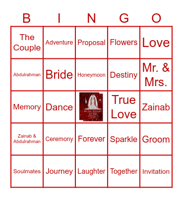 Zanoob Bridal Shower Bingo Card