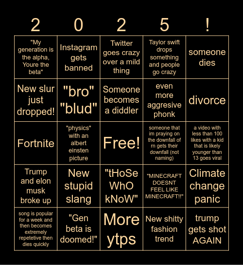 2025 bingo Card