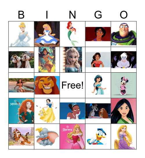 Disney characters Bingo Card