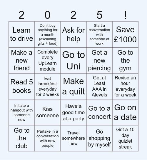 25 for 2025 Bingo Card