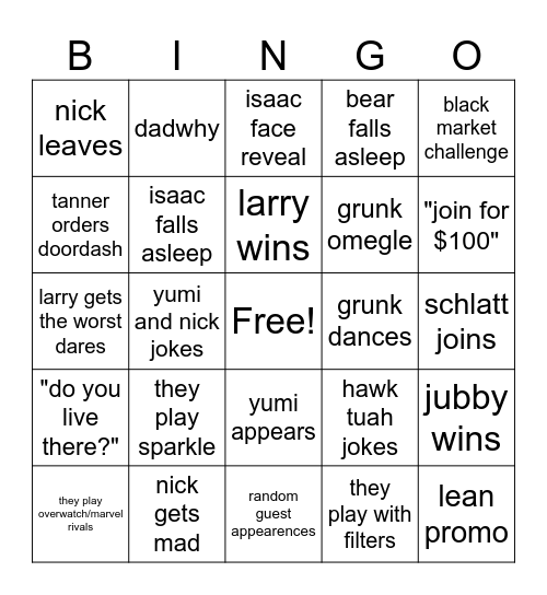 ltlvc5 bingo Card