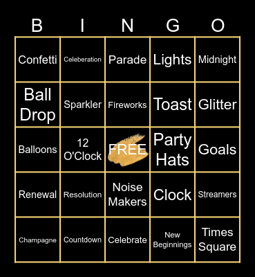 New Years Bingo Card