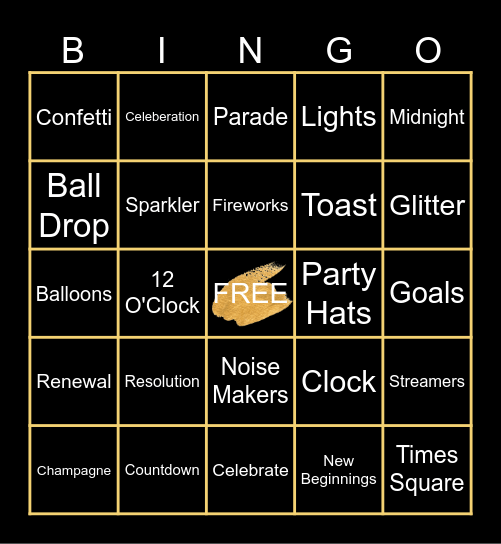 New Years Bingo Card