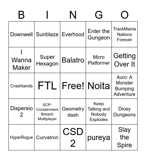 Challenge Enthusiasts 2025 Bingo Card