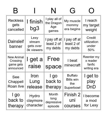 2025 Bingo... Bingo Card