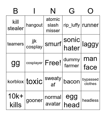 tsb bingo Card