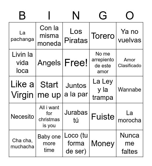 Bingo AñoNuevo Bingo Card